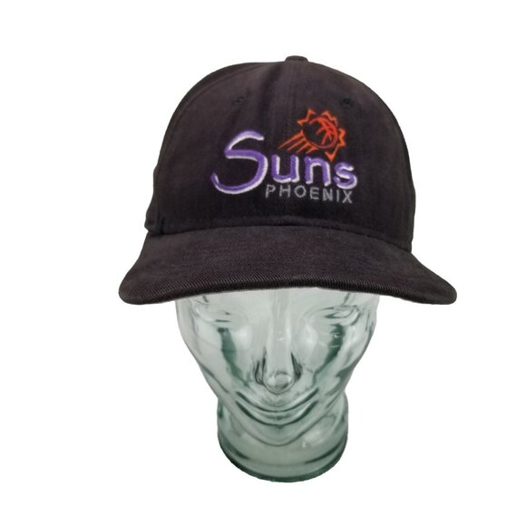 ✅VTG Phoenix Suns Black Cap Embroidered OSFA Hat Made In USA **CRACKED SNAPBACK - Picture 1 of 11